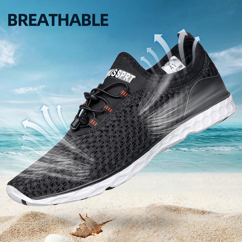 DOUSSPRT Men's Water Shoes Quick Drying Sports Aqua Shoes Blackwhite Size 10 - Image 5